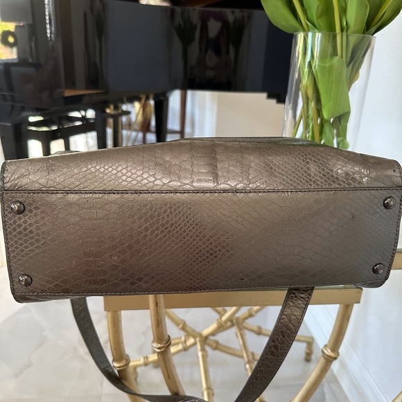 Michael Kors Faux Snakeskin Embossed Metallic Satchel - Picture 7 of 11